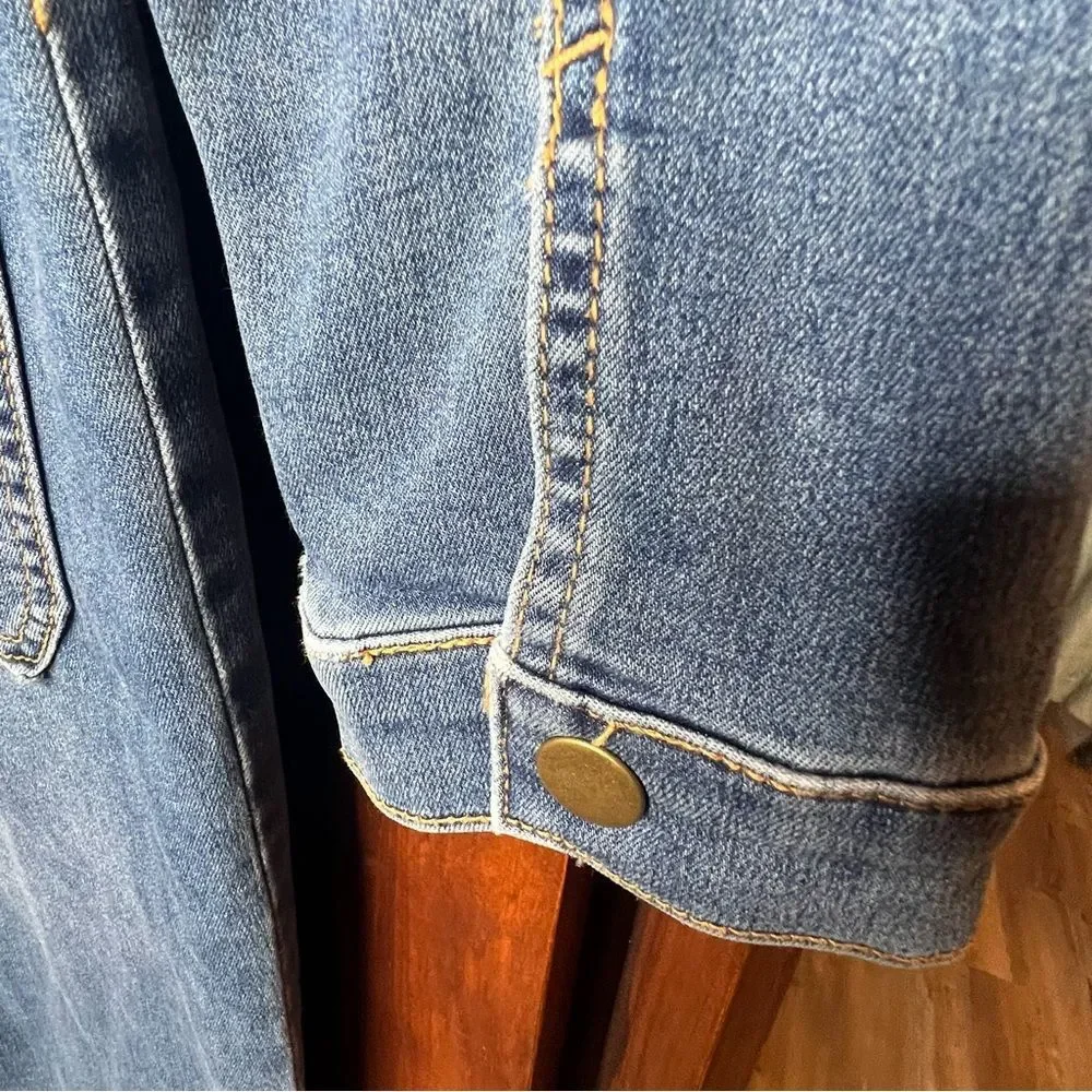 Free People Lennox Blue Denim Coverall Jumpsuit Zip Front Utility Fitted M